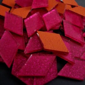 Glitter glass diamond shaped  1 x 2 cm, 1.8 mm thick.